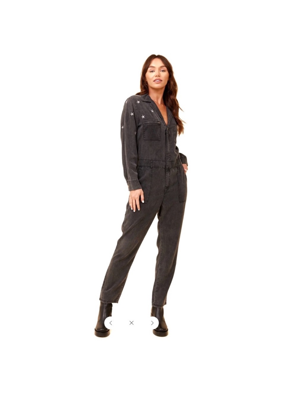 NWT vintage Havana tencel Washed Black Star-Accent Denim Jumpsuit
